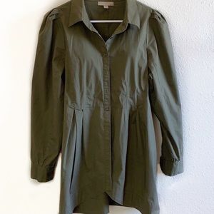 Long Sleeve Button Down Tunic with Flared Bottom